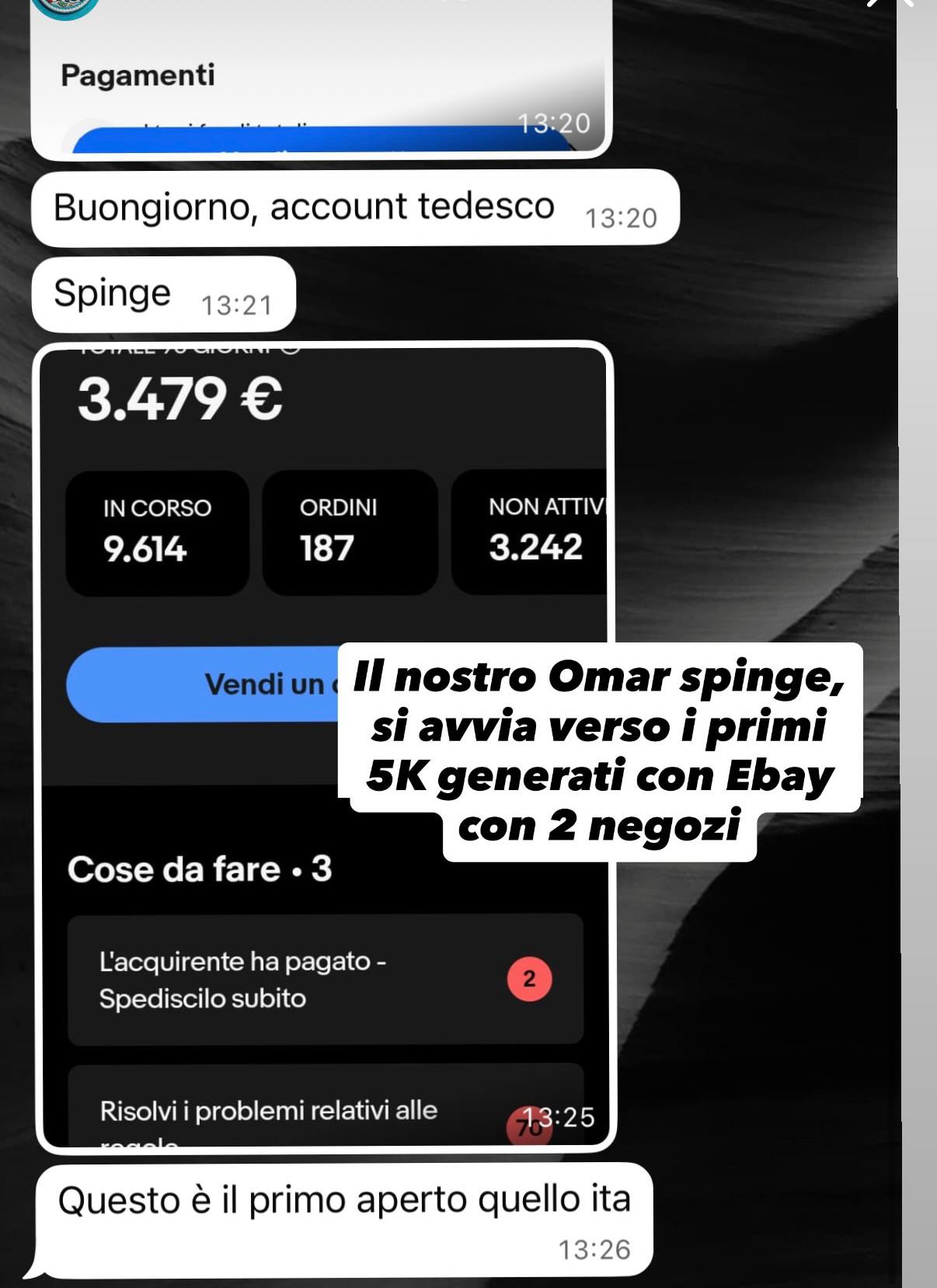 Screenshot testimonianza studente eBay Cashflow System 32