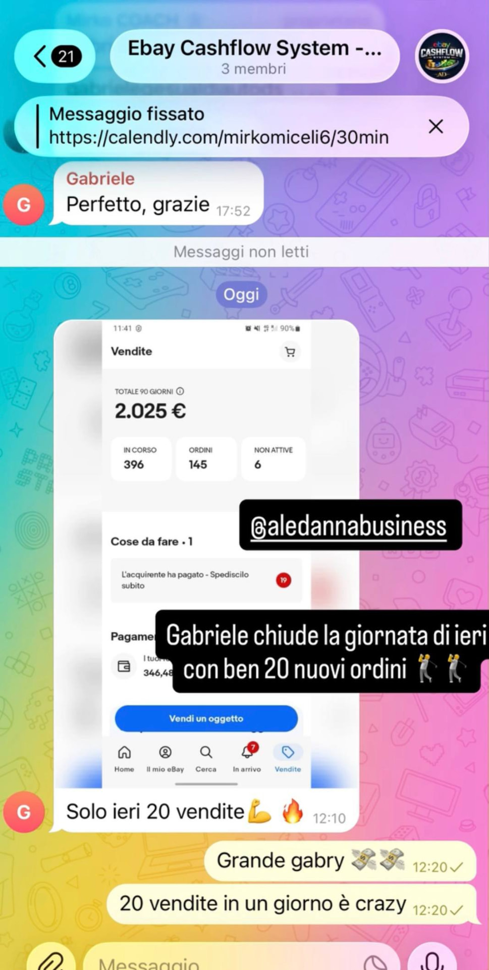 Screenshot testimonianza studente eBay Cashflow System 14