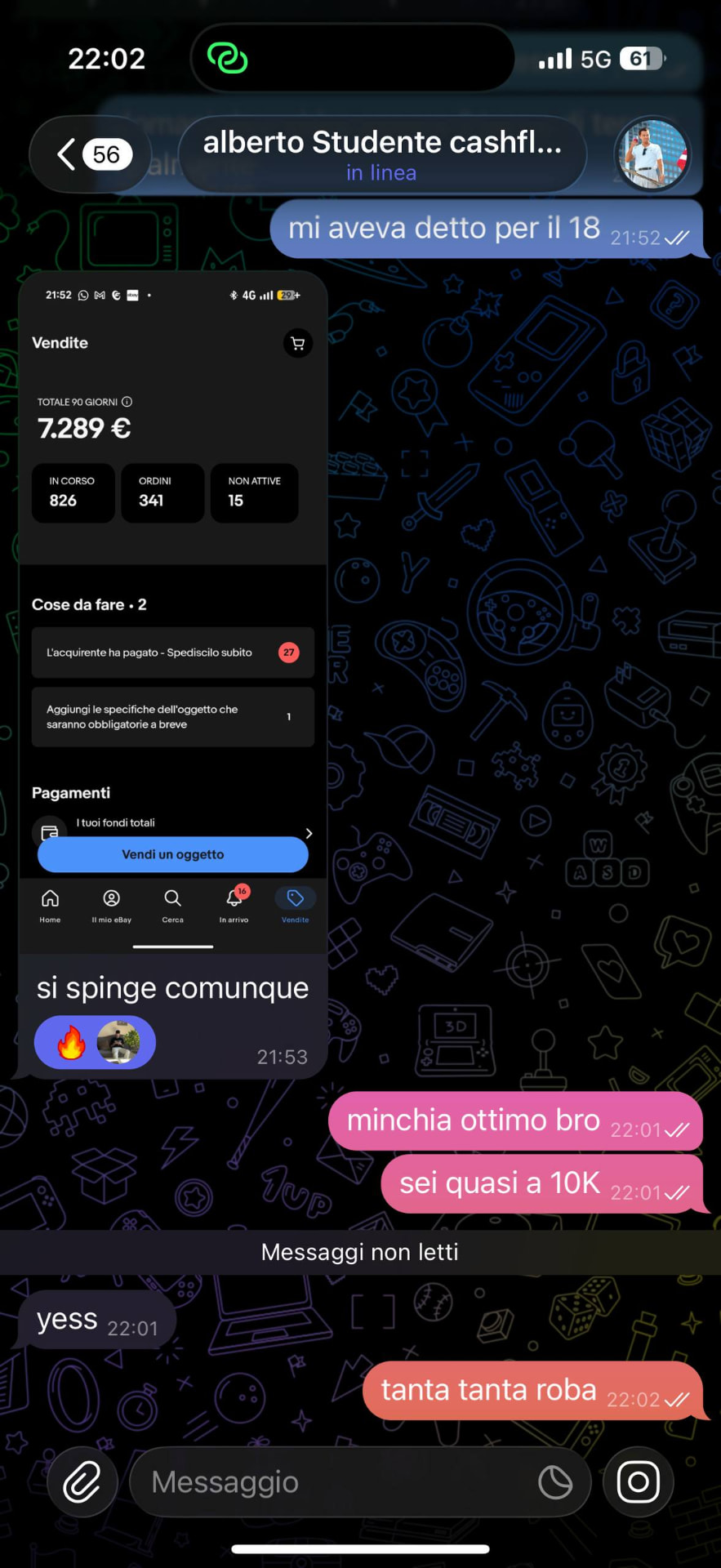 Screenshot testimonianza studente eBay Cashflow System 30