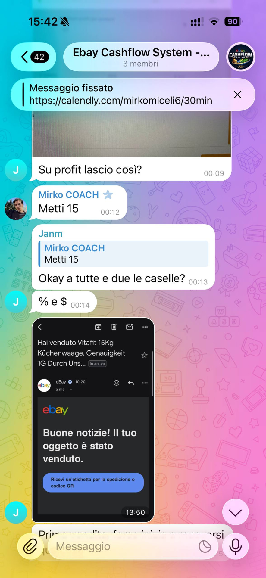 Screenshot testimonianza studente eBay Cashflow System 13