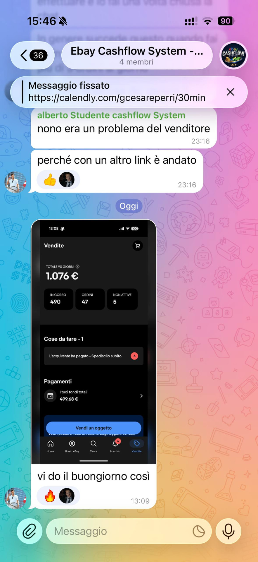 Screenshot testimonianza studente eBay Cashflow System 19